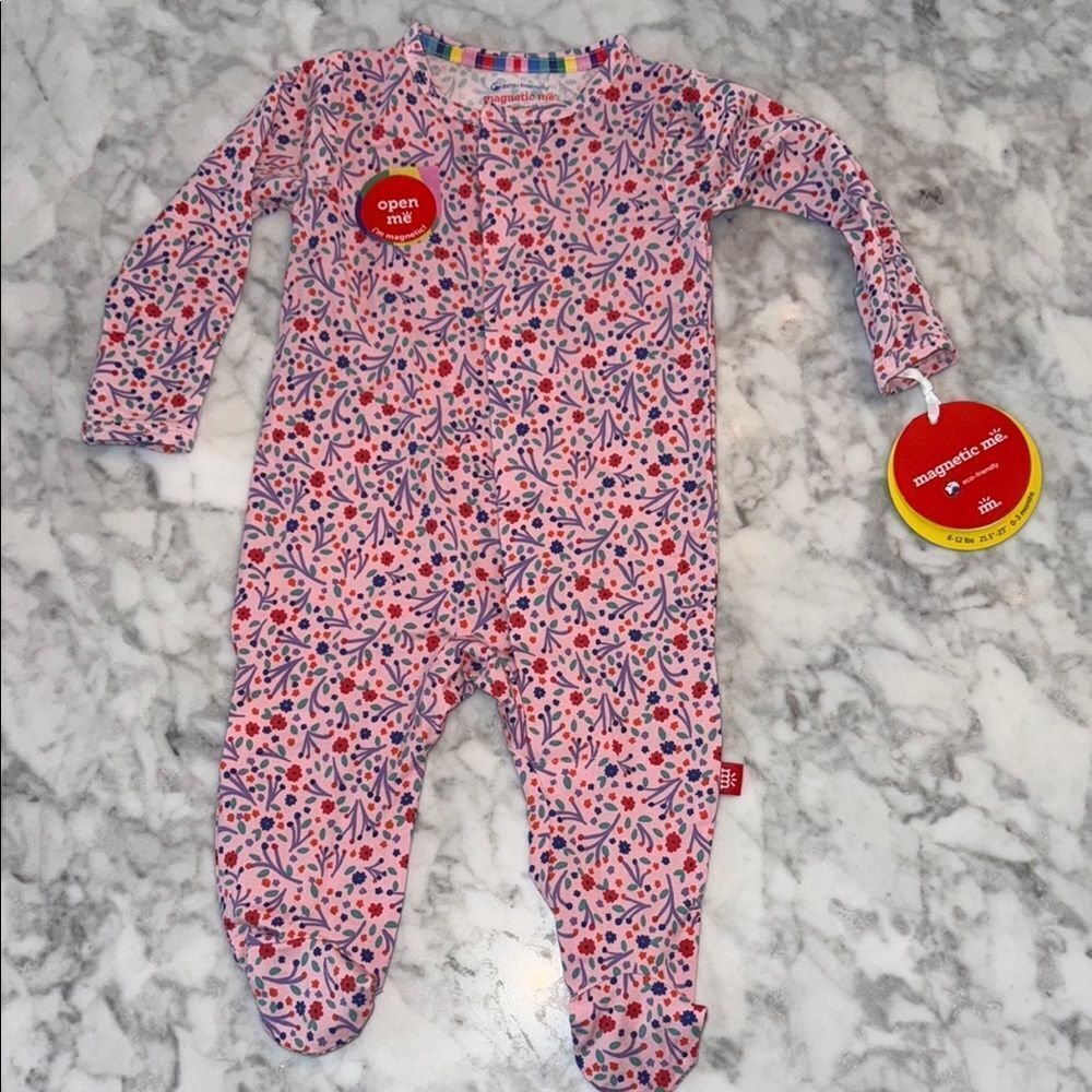 NWT Magnetic Me Modal Pink Floral Footie